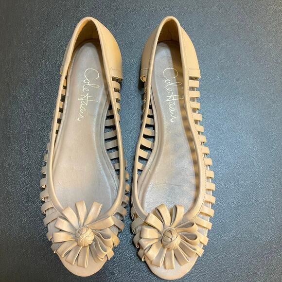 Cole Haan Neutral Light Tan Caged Open Toe Flats Size 6 - Picture 1 of 8